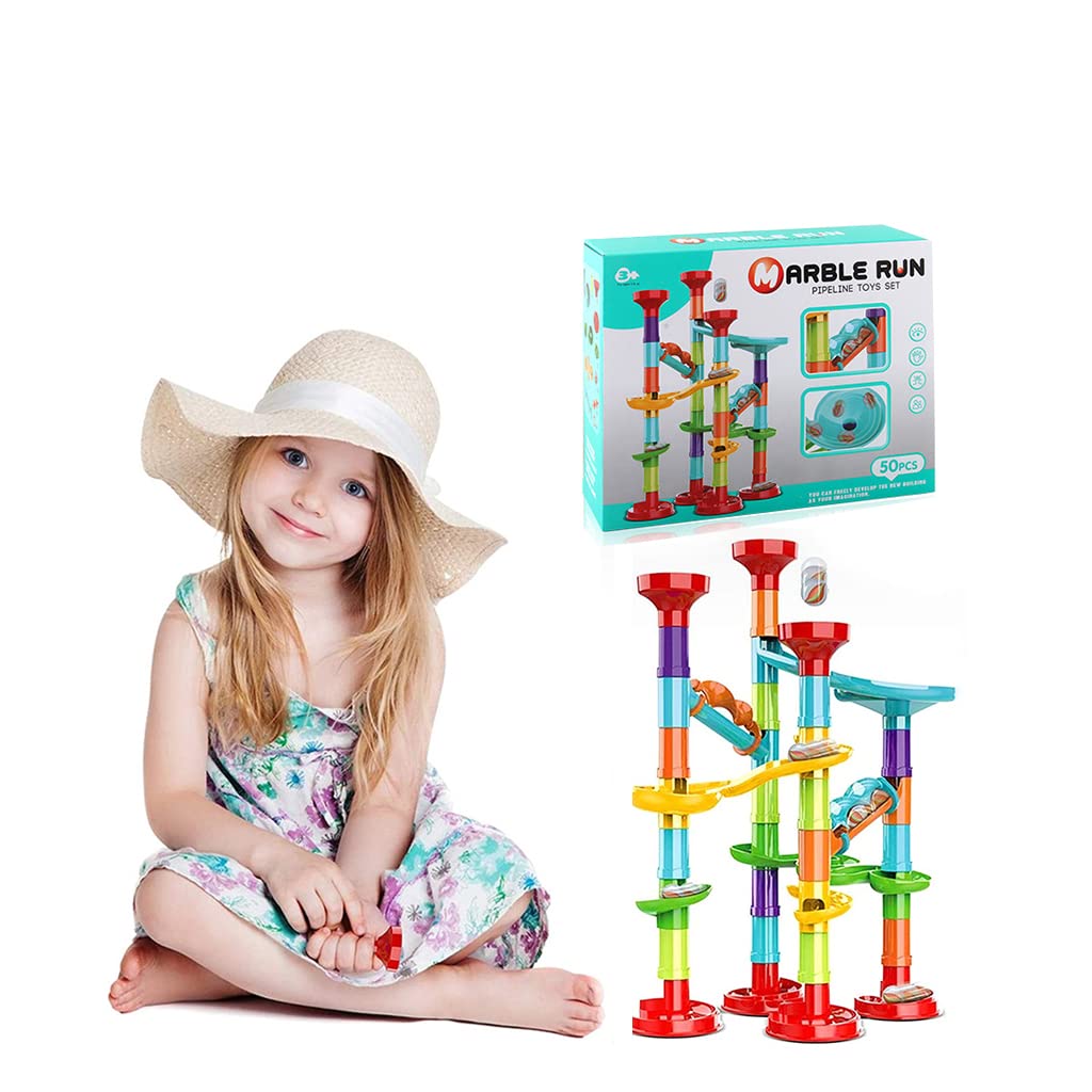 PATPAT Marble Run Toy, 50Pcs Building Toys Educational Learning Toy, Marble Race Coaster Construction Railway Building Blocks Toy for Boys Girls (4+ Years Age) PATPAT Marble Run Toy, 50Pcs Building Toys Educational Learning Toy, Marble Race Coaster Construction Railway Building Blocks Toy for Boys Girls (4+ Years Age)